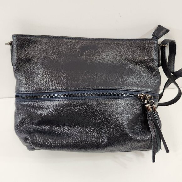 Borse in Pelle Purse w/ Fringe Detail Leather Italy Black - Picture 1 of 11